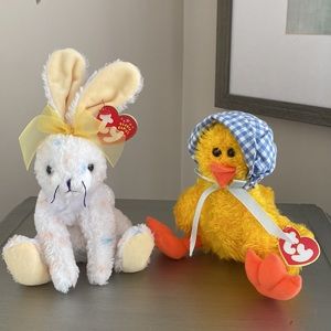 TY Vintage Beanie Babies Carrots the Rabbit and Bonnie the Duck